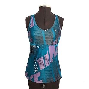 Nike Dri Fit Workout Tank Built In Bra Teal Lavender Racerback Top L